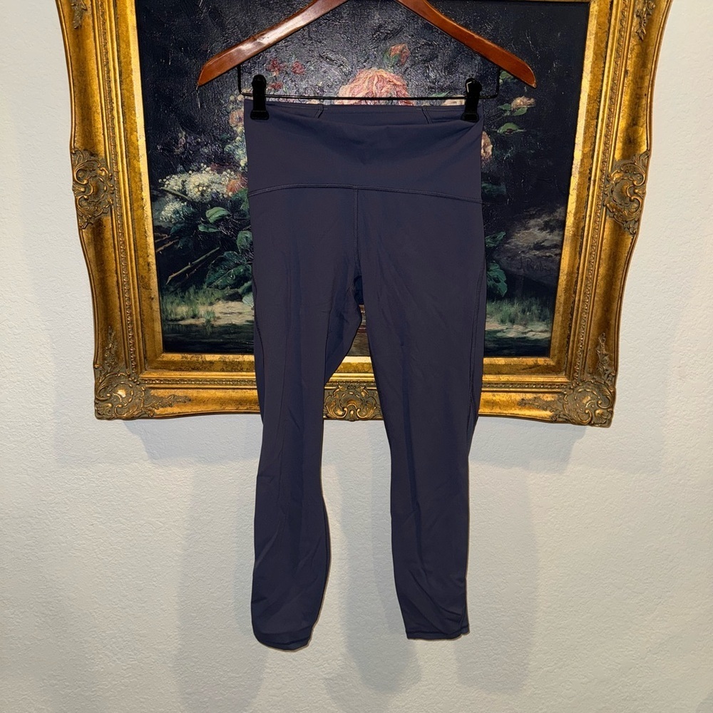 Lululemon Blue Fast & Free High Waist Cropped Leggings with Mesh Accents 6 - Picture 4 of 5
